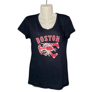 Boston Red Sox Soft as a Grape Women's Sz Small V-Neck Short Sleeve Stretch